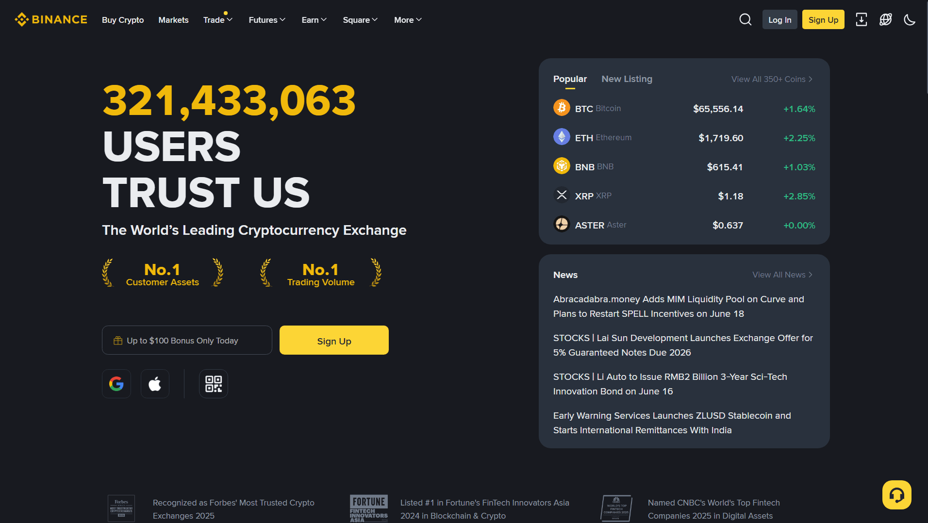 Binance.com screenshot